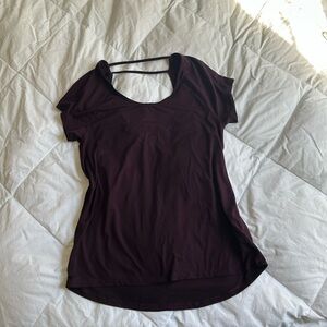 Women's Dark Plum Short Sleeve Scoop Neck Top